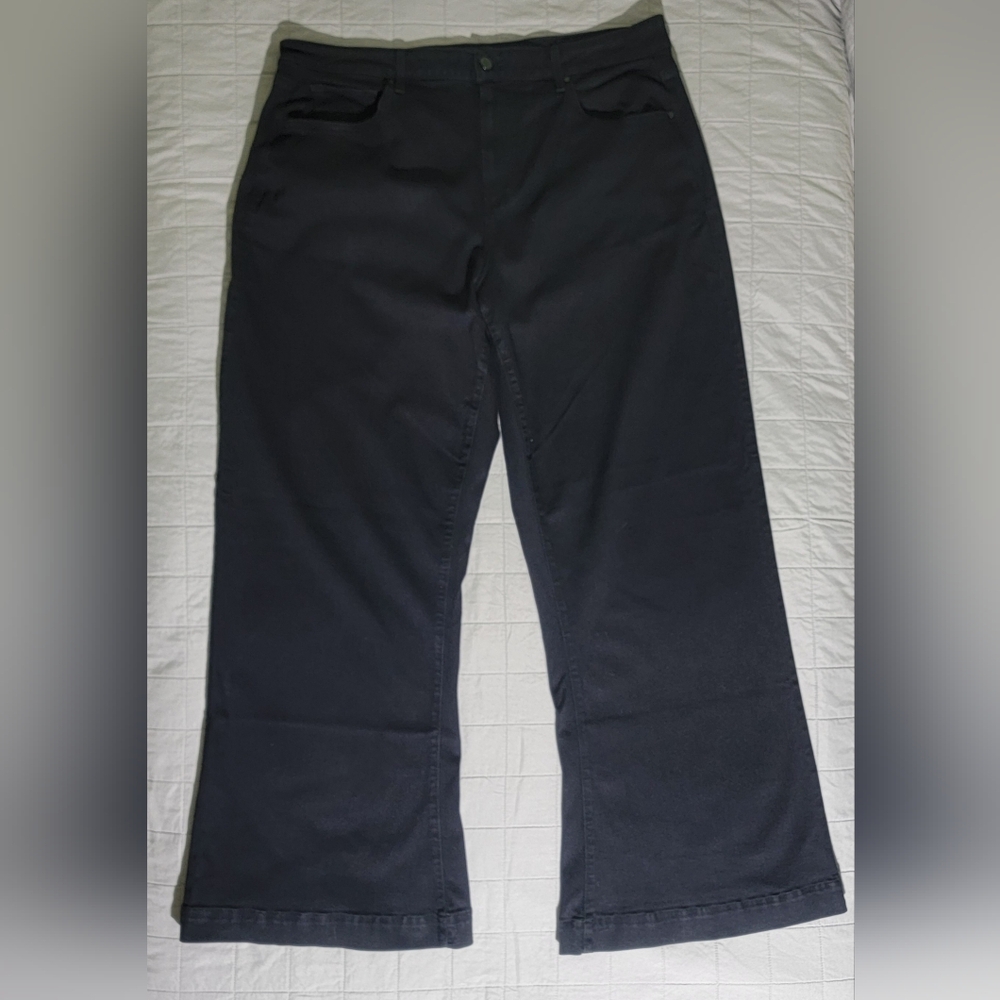 Paige Women's Leenah Expanded Jeans High Waist Wide Leg Black Shadow Size  18W